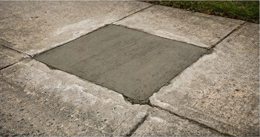 Concrete footpath section reinstated after repair